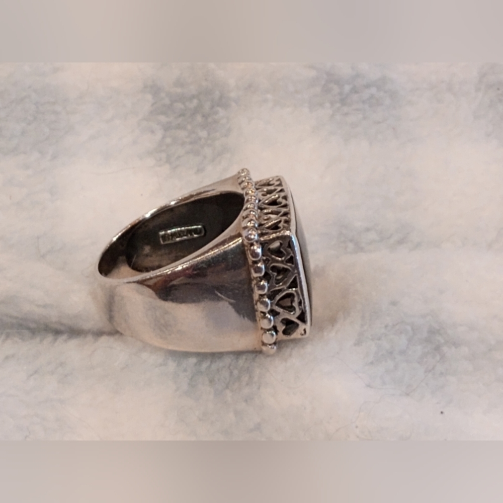 Black Onyx and Sterling Silver Statement Ring. Size 7 Vintage - Picture 6 of 7